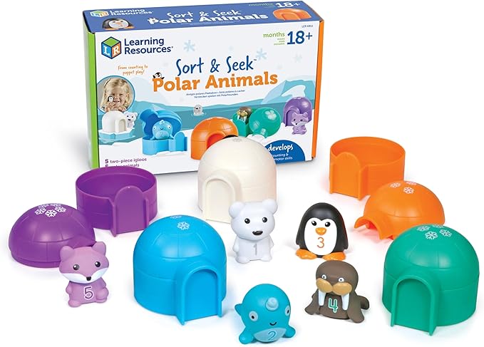 Learning Resources Sort & Seek Polar Animals - 15 Pieces, Age 18+ Months Toddler Learning Activities, Educational Toys, Educational Toy Set Color, Teaching Toys