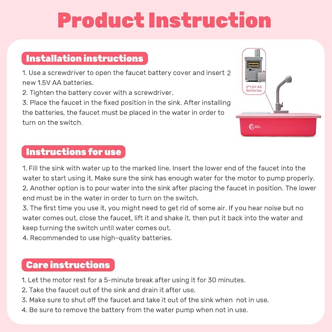 CUTE STONE Color Changing Play Kitchen Sink Toys, Children Electric Dishwasher Playing Toy with Running Water,Upgraded Real Faucet and Play Dishes,Pretend Role Play Toys for Kids Boys Girls