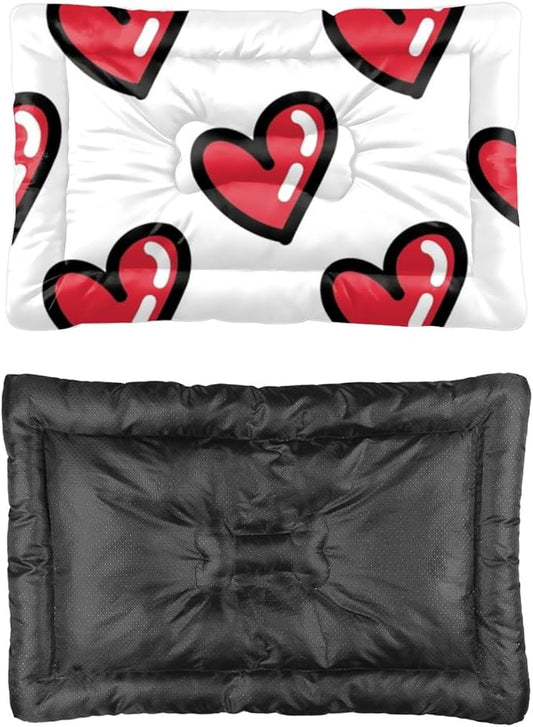 Cute Heart Red Dog Pad Bed Non Slip Waterproof Bottom Dog Warm Mat Chew Proof Dogs Beds Washable Pet Cat Bed Pad Multi Scenario Friendly Furniture 36× 24 Inch