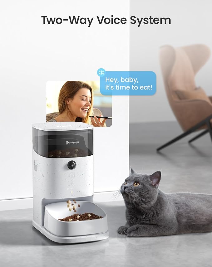 PF2 2.4G Healthy Automatic Cat feeder, 3.5L Automatic Dog Feeder with Video and Voice Call, APP data monitoring, Ceramic Bowl, Customized Timed Feeding,Freshness Preservation,Easy Removal for Cleaning