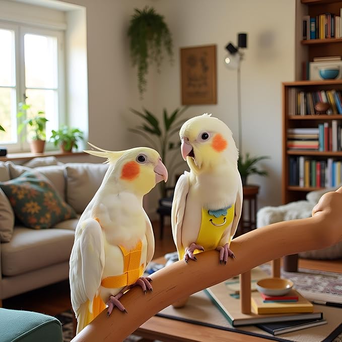 Parrot Clothes, Bird Diapers, Tiger Skin Peony, Flight Suit - Key Features for Avian Comfort and Style (Yellow, S, Count, 1)