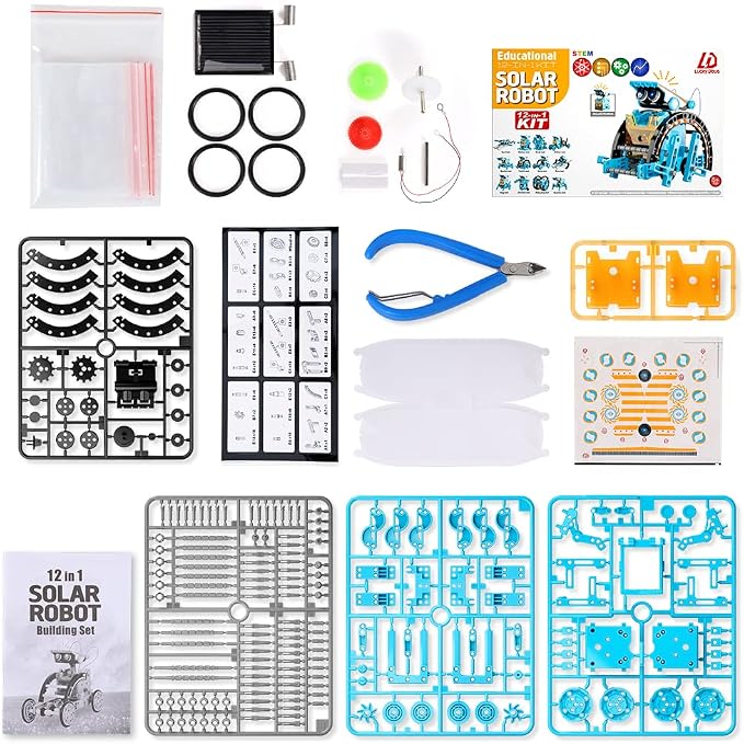Lucky Doug 12-in-1 STEM Solar Robot Kit Toys Gifts for Kids 8 9 10 11 12 13 Years Old, Educational Building Science Experiment Set Birthday for Kids Boys Girls