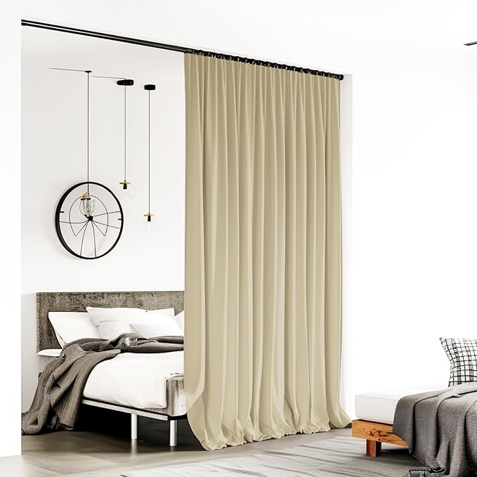 Room Divider Curtains for Ceiling Track Rod, Noise Reduction Privacy Curtain