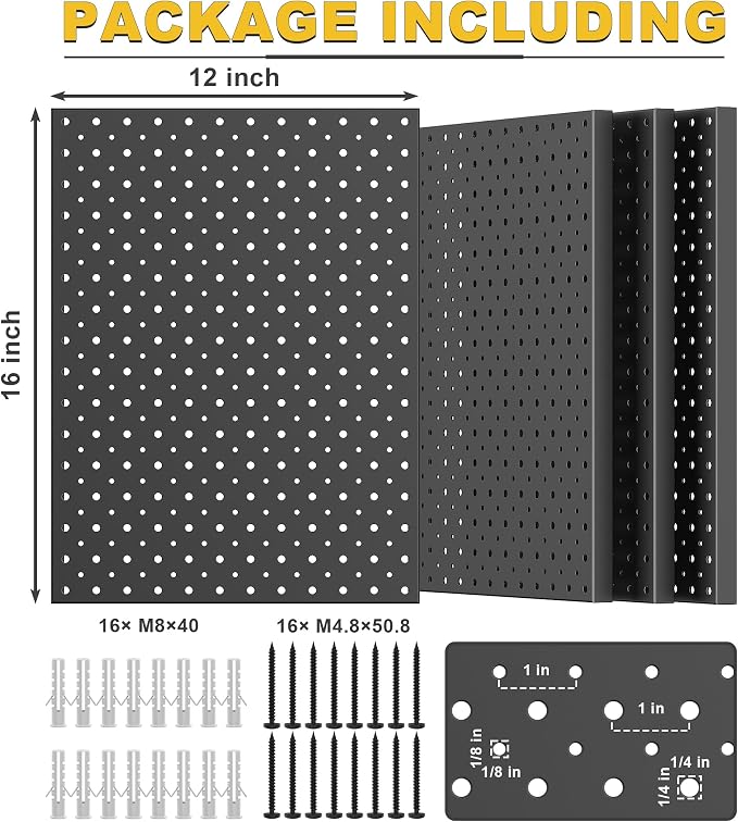 Ultrawall Metal Pegboard Panels, Pegboard Wall Organizer, Garage Tool Storage