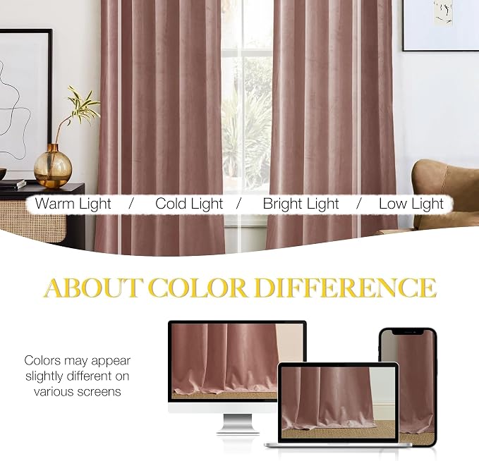 NICETOWN Dusty Pink Velvet Curtains and Drapes
