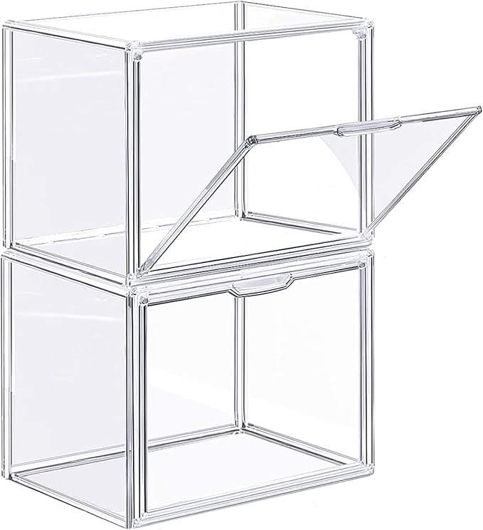Clear Stackable Display Case with Magnetic Door, X-Large