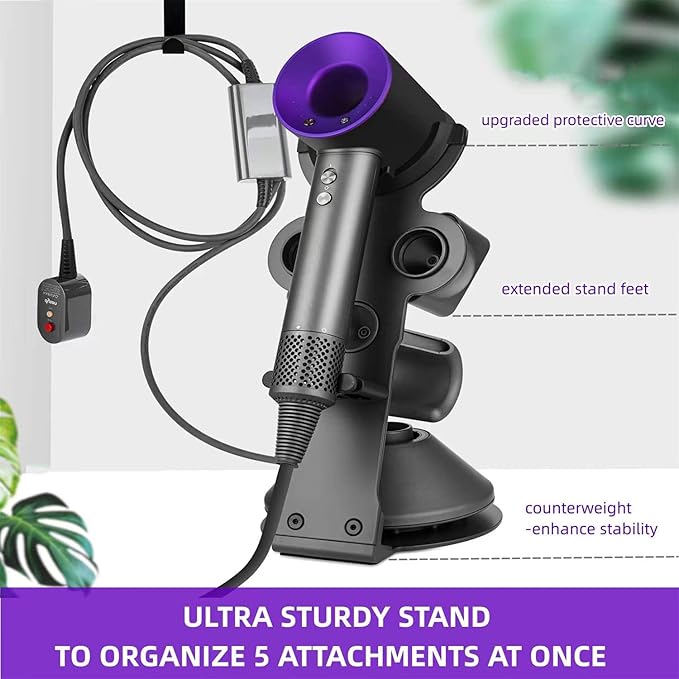 I'SMARTMOON Holder for Dyson Supersonic Hair Dryer,Magnetic Absorption Storage,Heat Resistant Alloy Anti Slip Base,Minimalist Space-Saving Design for Bathroom Countertops,Stylists Daily Routine