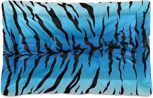 Blue Tiger Print Pet Bed Cute Dog Bed Mat Absorbing Non Slip Pad Pet Sleeping Mat for Small, Medium, and Large Dogs Puppy Cat 24 in x 18 in