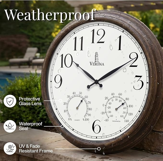 Outdoor Clocks for Patio Large Waterproof