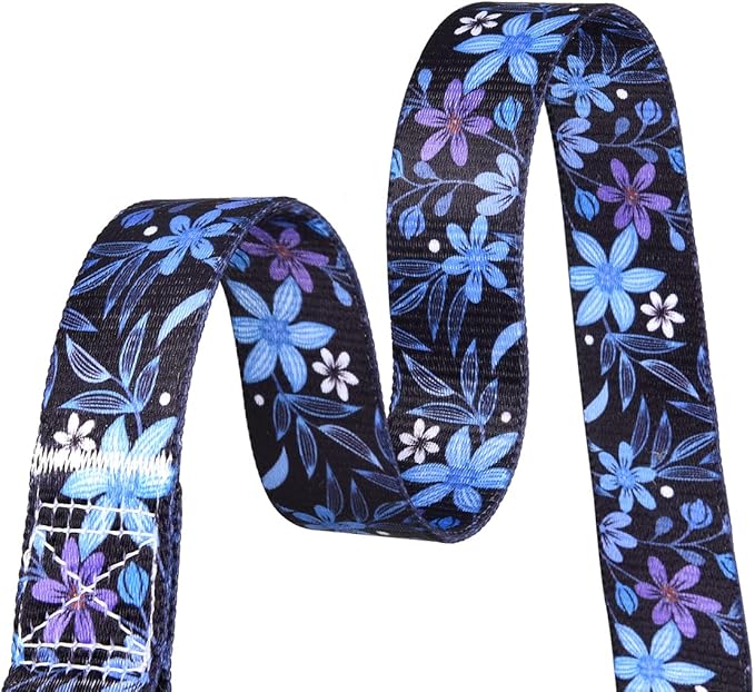 Dog Collar and Leash Set with Bohemia Floral Tribal Geometric Patterns - Soft Ethnic Style Collar Adjustable for Small Medium Large Dogs(Blue Floral Set,S)