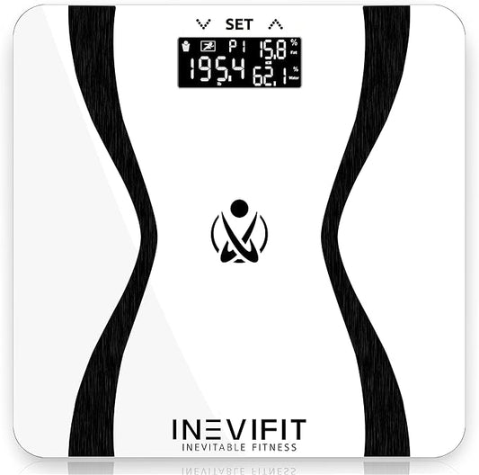 INEVIFIT Body-Analyzer Scale, Highly Accurate Digital Bathroom Body Composition Analyzer, Measures Weight, Body Fat, Water, Muscle & Bone Mass for 10 Users. Includes Batteries
