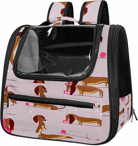 Airline Approved Soft Sided Pet Carrier, Cute Dog Dachshund Pet Travel Bag for Cats & Dogs, Durable, Breathable Pet Travel Bag for Airplane, Car & Train