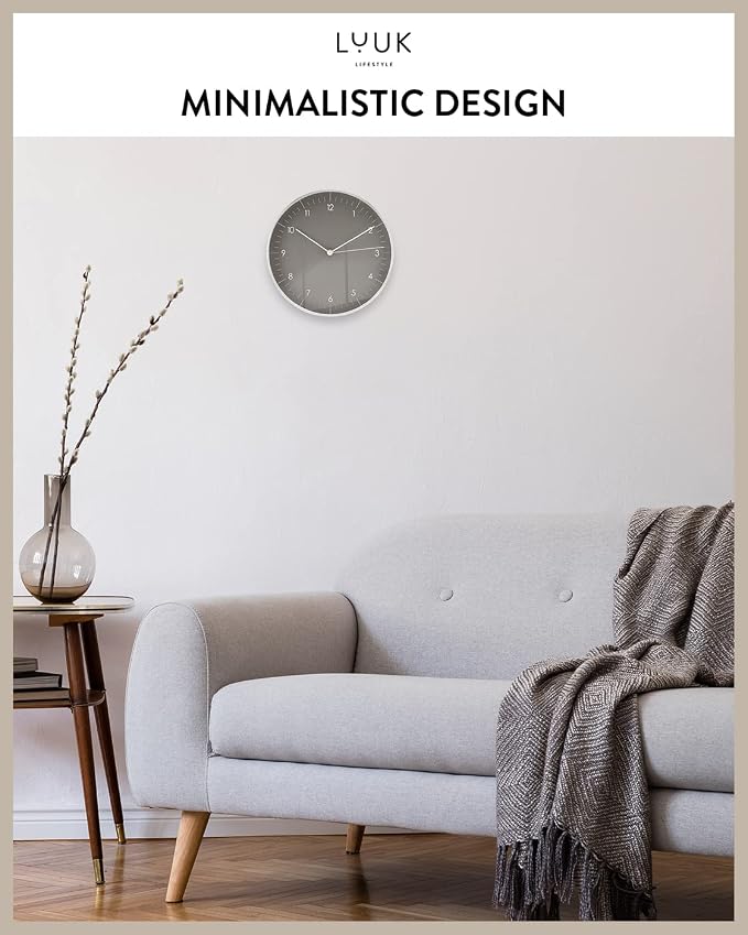 LUUK LIFESTYLE Wall Clock with Silent Movement, Minimalist Scandinavian Design