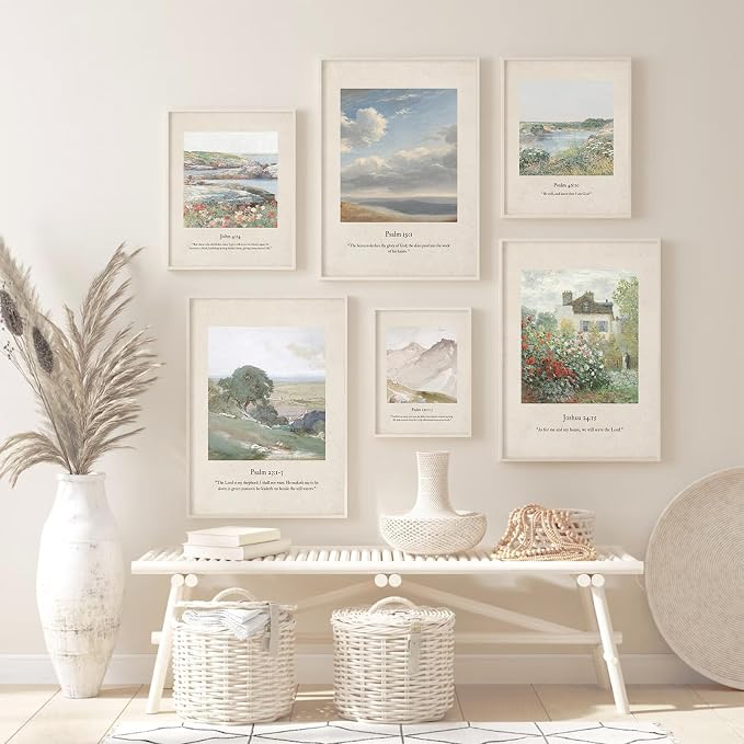 Christian Scripture Wall Art Set of 6 Bible Verse Canvas Wall Decor Psalm 23