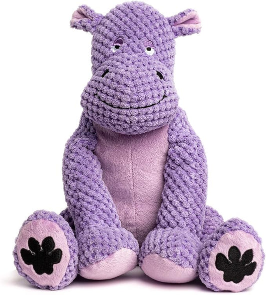 fabdog Floppies Plush Dog Toy - Cute & Durable Squeaky Dog Toys - Squeak Toy for Puppies and All Breeds | Ideal Pet Gift| Small Hippo