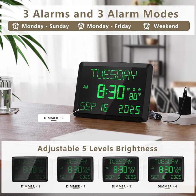 Raynic Day Clock, 11.5" Large Display Calendar Clock