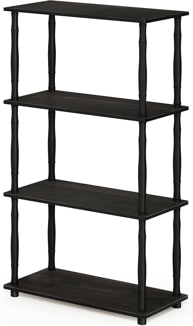 Furinno Turn-N-Tube 4-Tier Multipurpose Shelf Display Rack, Classic Tubes, Espresso/Black