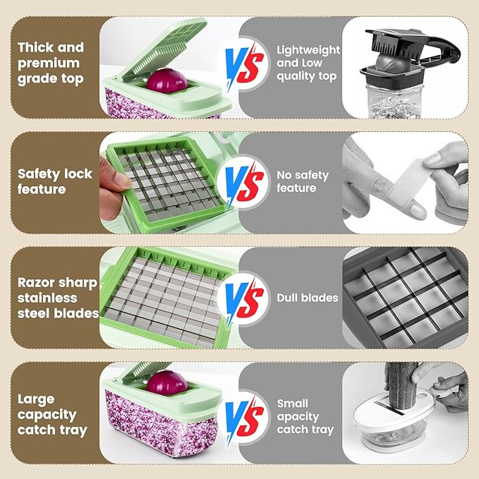 Vegetable Chopper 16-in-1 Multifunctional Kitchen Gadgets - 8 Blades Onion Chopper with Container, Food Spiralizer Slicer Dicer Grater Shredder, Vegetable Cutter for Salad/Coleslaw/Meat/Nuts