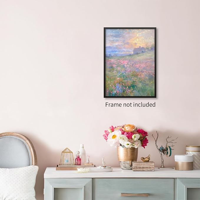 rumlud Pastel Nature Floral Poster Vintage French Country Landscape Wall Art