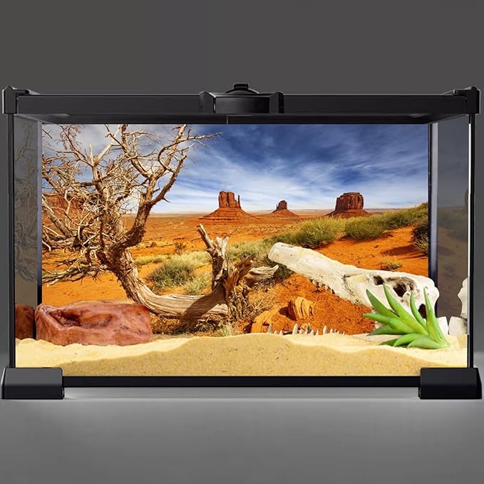 AWERT 48x20 inches Reptile Habitat Background Orange Desert Terrarium Background Durable Polyester Background