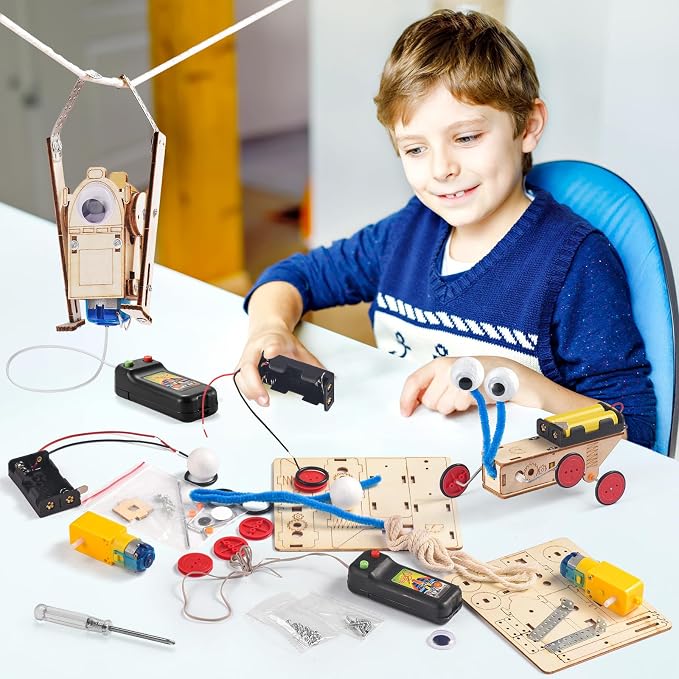 5-in-1 STEM Kit for Kids Ages 6-8 8-10, Wood Robot Building Science Kits | Art Crafts for Boys STEM Building Toys 8-12, Robotics 3D Wooden Puzzles Models, 8 9 10 11 12 Year Old Girls Birthday Gifts
