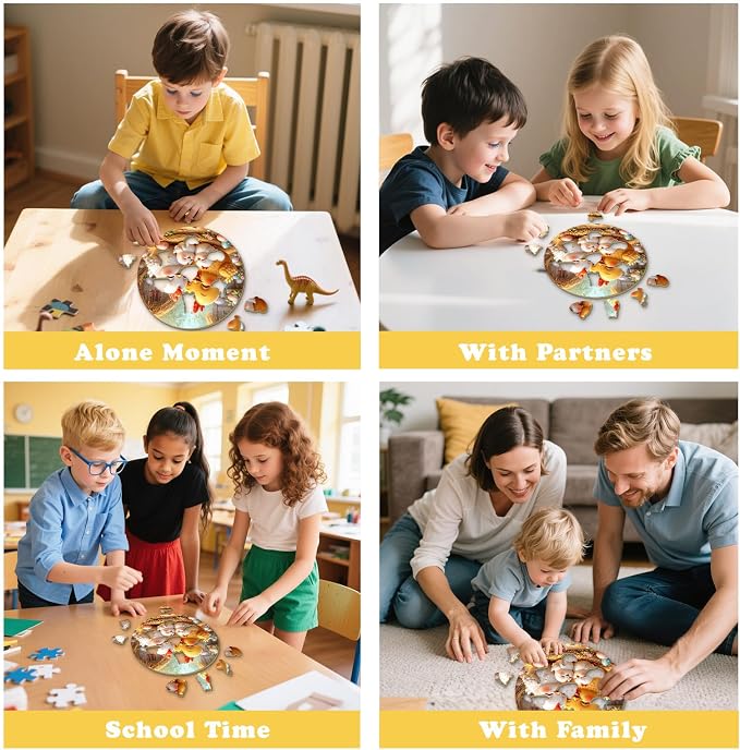Animal Wooden Puzzles for Kids Ages 6-8 - Chicken Family | 50 Piece Puzzles for Kids Ages 6-8, Kids Puzzle with Unique Shapes, Round Puzzles for Girls and Boys (11.4 * 11.4 in)