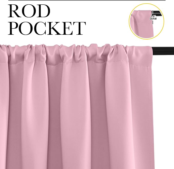 NICETOWN Kitchen Curtains, Rouge Pink, Short Blackout Curtains & Drapes