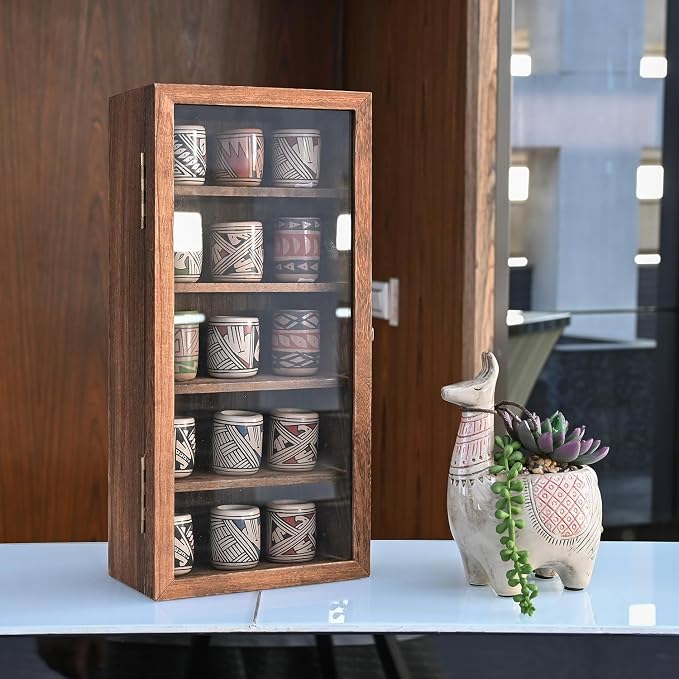 Ikee Design Wall Mounted Wooden Collectible Display Case 5 Shelf Display