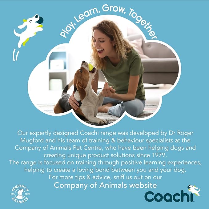 Coachi Training Line 5m, Safe Training Outdoors, Recall Training, Dog & Puppy Socialization, Lightweight, Soft to Hold, Suitable for Small & Medium Dogs & Puppies, Navy and Lime