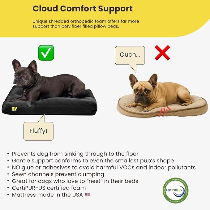 K9 Ballistics Tough Rectangle Pillow Dog Bed - Removable Cover, Washable, Durable & Water Resistant Dog Bed - Medium, Taupe Premium Finish