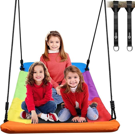 Trekassy 700lb 60" Skycurve Platform Tree Swing for Kids and Adults Wear- Resistant with 2 Hanging Straps