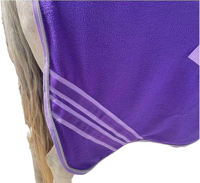 Majestic Ally Anti Pill Fleece Horse Blanket/Sheet with Silver Braided Rope (Purple, 70)