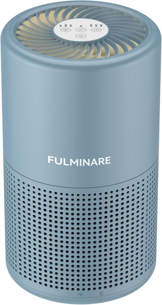 FULMINARE Air Purifiers for Home Bedroom H13 HEPA Air Purifier, 3 Speeds, Timer, 24dB, Small Mini Air Purifier with Night Light, Mist Blue