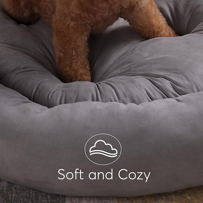 KASENTEX Round Dog Bed for Small Dogs and Puppies - Donut-Shaped, Anti-Slip, Machine Washable Cat Bed (Pink, 20x20 Inches)