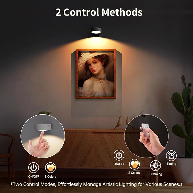 Narotood 6 Pack Picture Lights for Wall, Rechargeable Battery Operated Wall