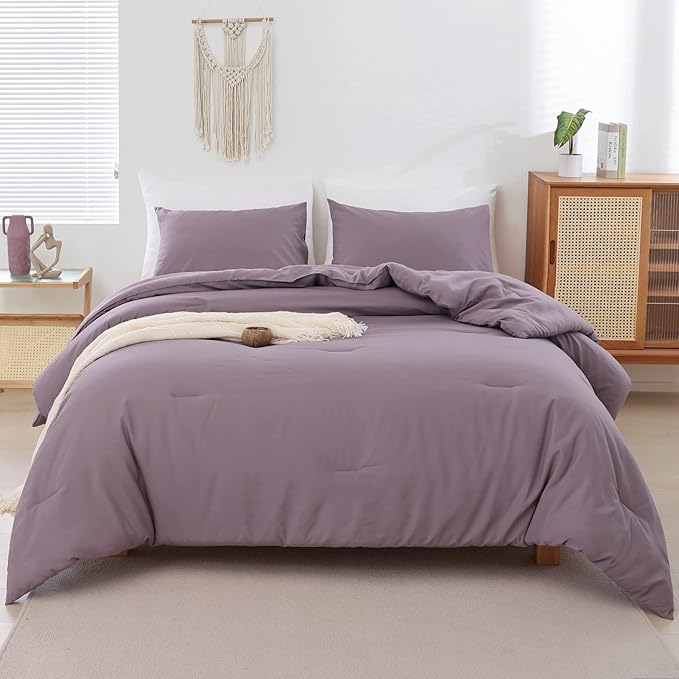ROSGONIA Dusty Purple Twin/Twin XL Comforter Set for Boys Girls, 1 Comforter & 1 Pillowcase, Lightweight Kids Comforter Sets All Season Dorm Bedding