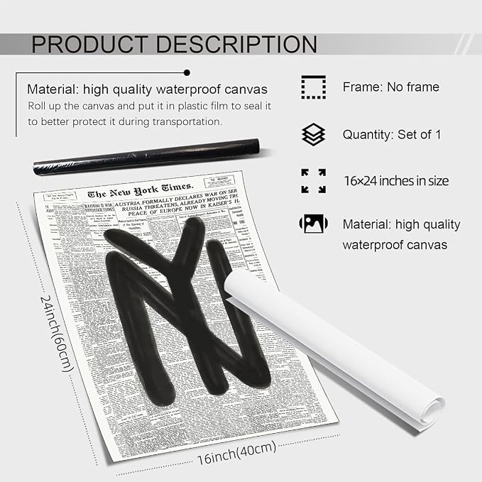 noxozoqm Black and White Newspaper Wall Art Vintage New York City Poster Trendy
