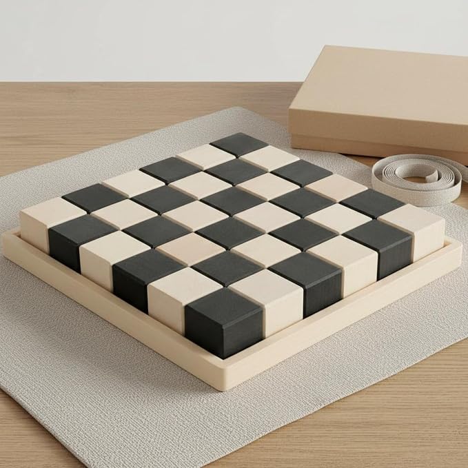 Children Building Blocks Wooden Mosaic Blocks Set Rainbow Blocks Toy Preschool Building Spatial Thinking Basswood Suitable for classrooms Home Play Preschool, Black and White