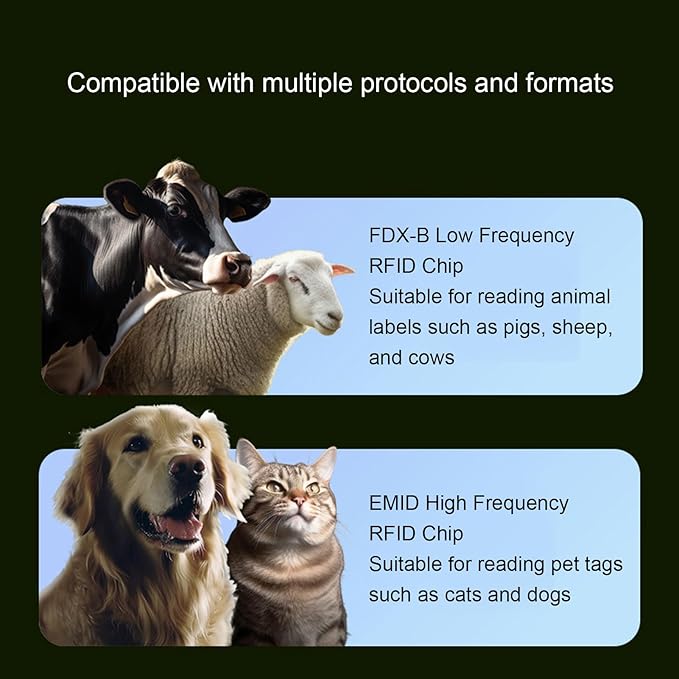 VBESTLIFE Pet Dog Cat Microchip Reader, Stray Animal ID 134.2kHz 125kHz FDX B 15 Digits & EMID 10 Digits Animal Chip Registration RFID Microchips Scanner