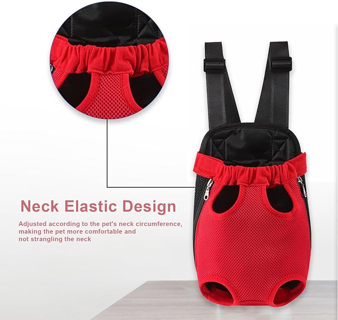 Dog Carrier Backpack, Adjustable Puppy Front Carrier Backpack, Ventilated Dog Chest Carrier for Hiking Camping Travel, Sling Bag for Small Medium Dog Cat Rabbit Puppies, Suit 3-5 lbs (Black, S)