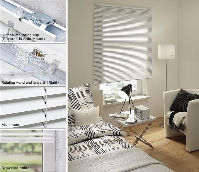 YIIBAII Mini Blinds Suitable for 41" W x 64" H Windows 1" Aluminum Horizontal