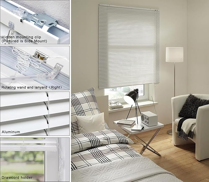 YIIBAII Mini Blinds Suitable for 36" W x 64" H Windows 1" Aluminum Horizontal