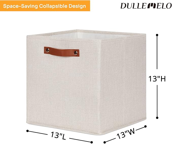 DULLEMELO Storage Baskets for Shelves Closet Storage,Sturdy Home Organization Bins for Gifts Empty,Foldable Fabric Storage Cubes Baskets for Nursery Toys Towels Clothes Storage(Beige-4 Pack)