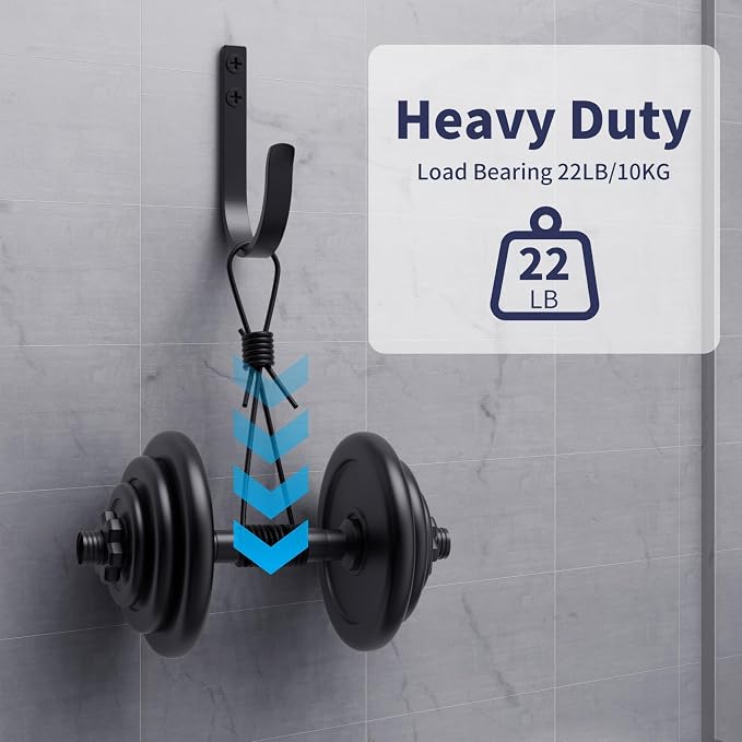 Wall Hooks 8 Pack, 22LB Load-Bearing Black Metal Heavy Duty Hooks