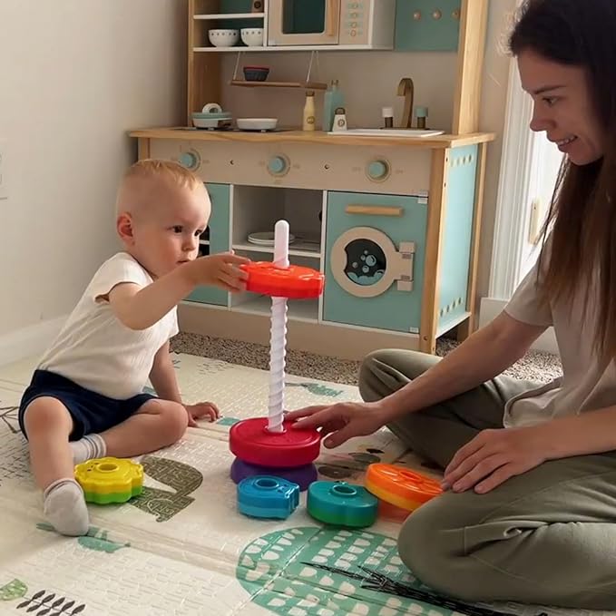 Spinning Stacking Toys for 1-3, Toddler Toy | Montessori Toys for 1 Year Old, Ring Stacker Baby Toy, Sensory & Fine Motor Skills, Gift for Toddlers Boys Girls