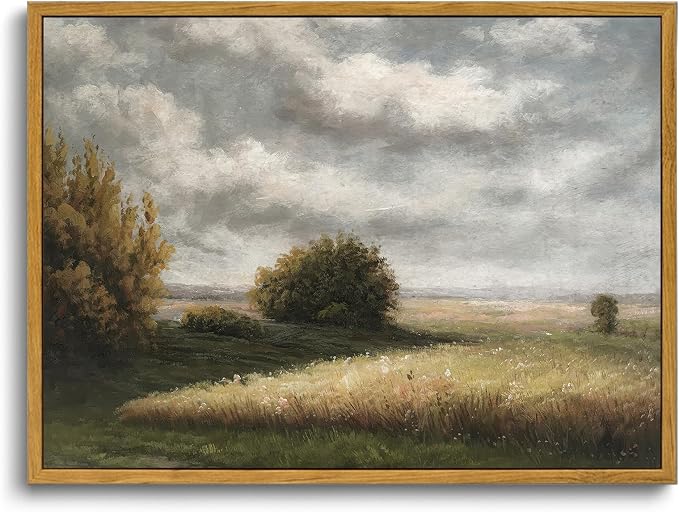 OIQArtOIQ Vintage Landscape Canvas Wall Art Framed Natural Scenery Painting