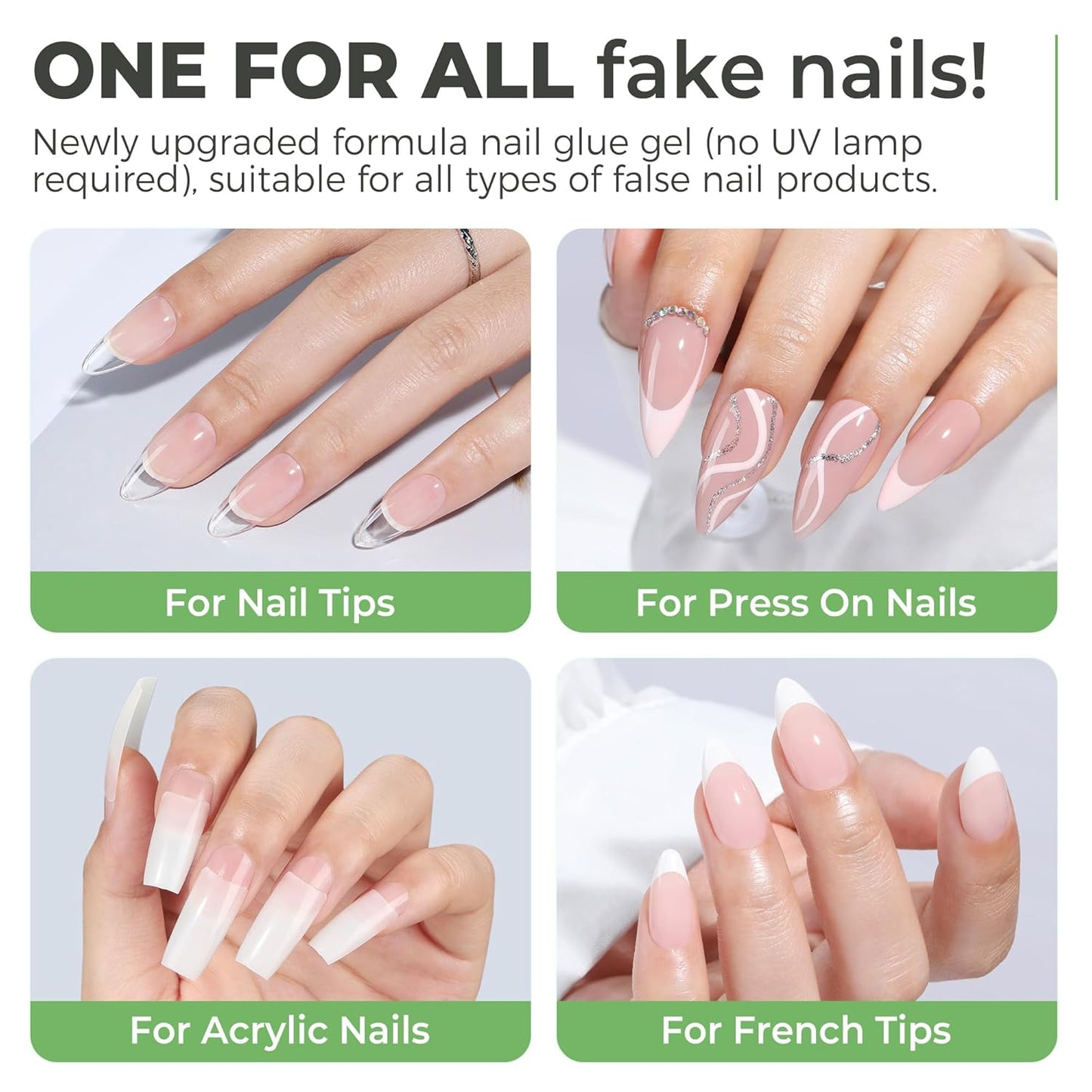 UNA GELLA Super Strong Gel Nail Glue for Press Ons: No U V Lamp Needed Glue Gel, Travel-Size 5ml Nail Adhesive for Press on Nails, Nail Tips&Acrylic Nails-Quick Dry, No Smell, Long-Lasting