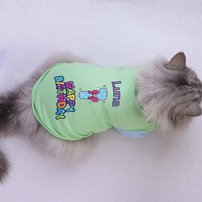 Custom Dog Birthday Shirt,Personalized Pet Apparel Print with Name Age Number,Pet Birthday Outfit,Lightweight Breathable Cotton Vest for Small Medium Large Dogs Cat (Dopamine Yellow, Large)