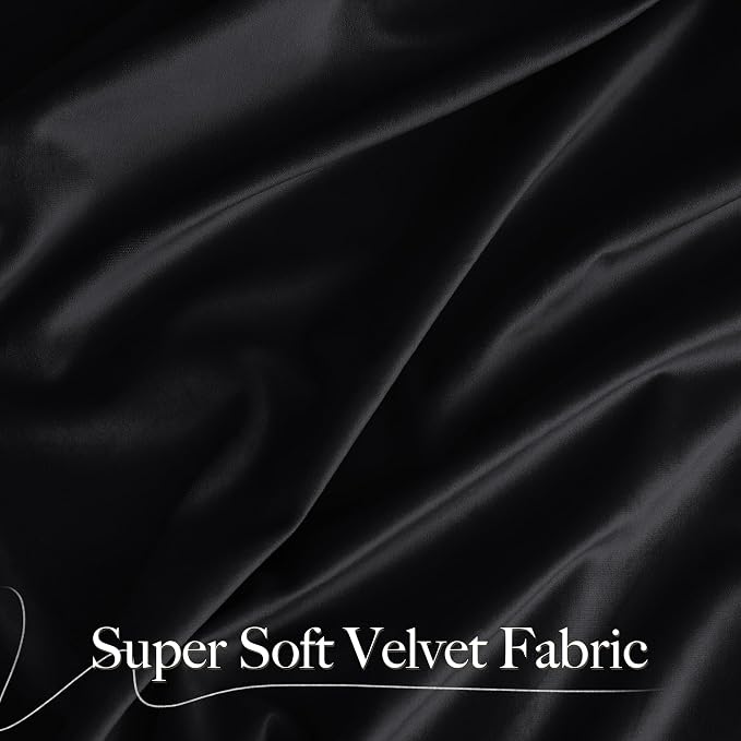 NICETOWN Black Velvet Curtains 84 inch Long