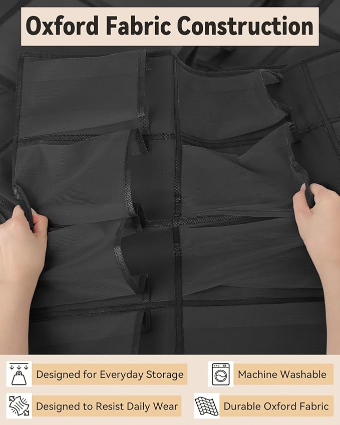 dodowin Over the Door Shoe Organizers, 2 Pack, Each with 24 Deep Mesh Pockets & 4 Metal Hooks, Over The Door Shoe Rack Space Saving Hanging Storage Holder for Closets, Shoes & Accessories, Black